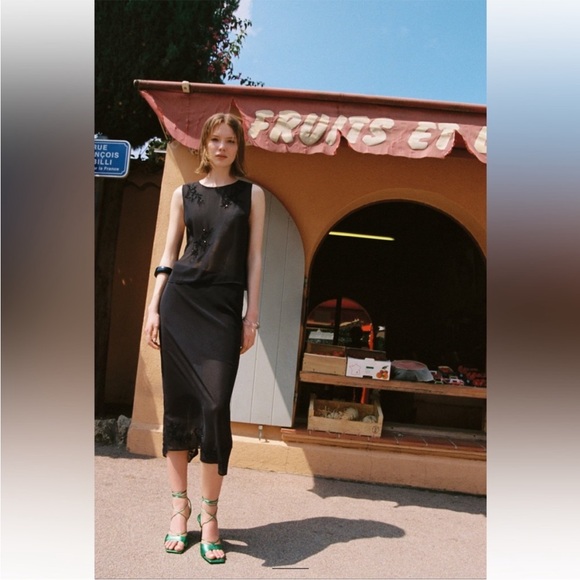 ZARA METALLIC LACE UP 100% LEATHER SANDALS - Picture 3 of 11